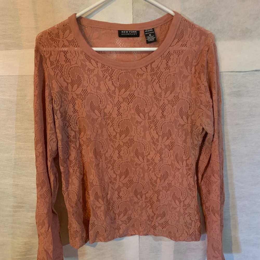 NY & Co. Dusty Rose Lace Long Sleeve, M